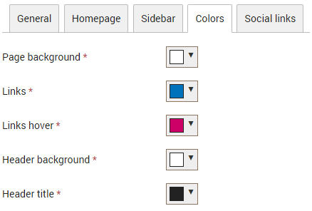 Template colors can be changed in the control panel